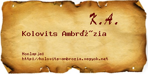 Kolovits Ambrózia névjegykártya